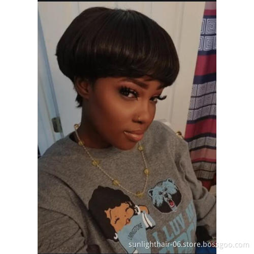 2020 Wholesale New Sunlight bowl cut pixie wig brazilian indian human hair short mushroom  bob style wig